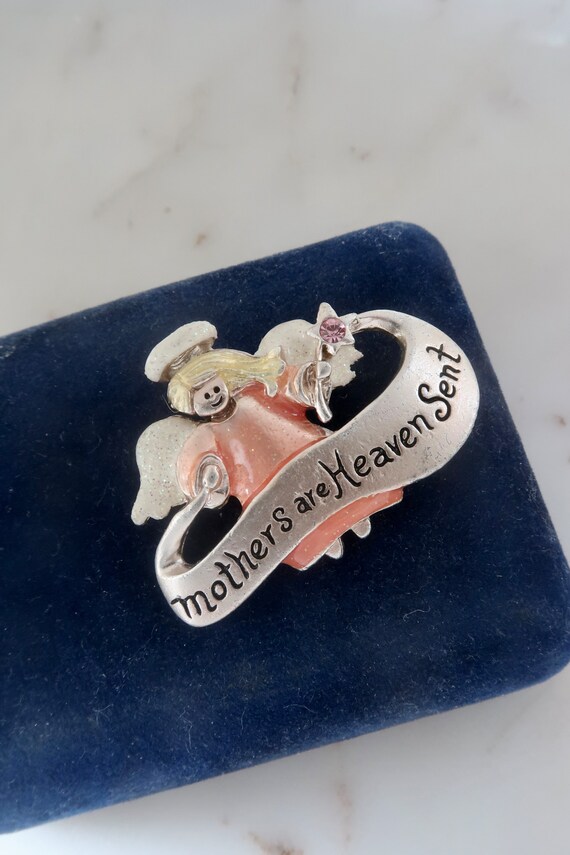 Vintage Mothers Are Heaven Sent Angel Brooch