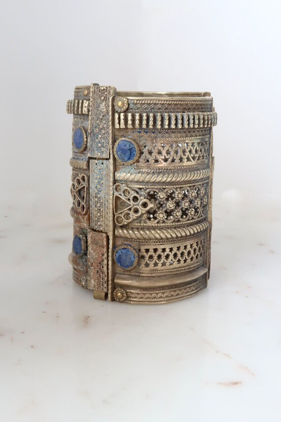 Vintage Large Cuff Bracelet Afghan Cuff Lapis Lazu