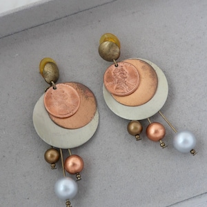 Vintage One Cent USA Coin Dangle Earrings