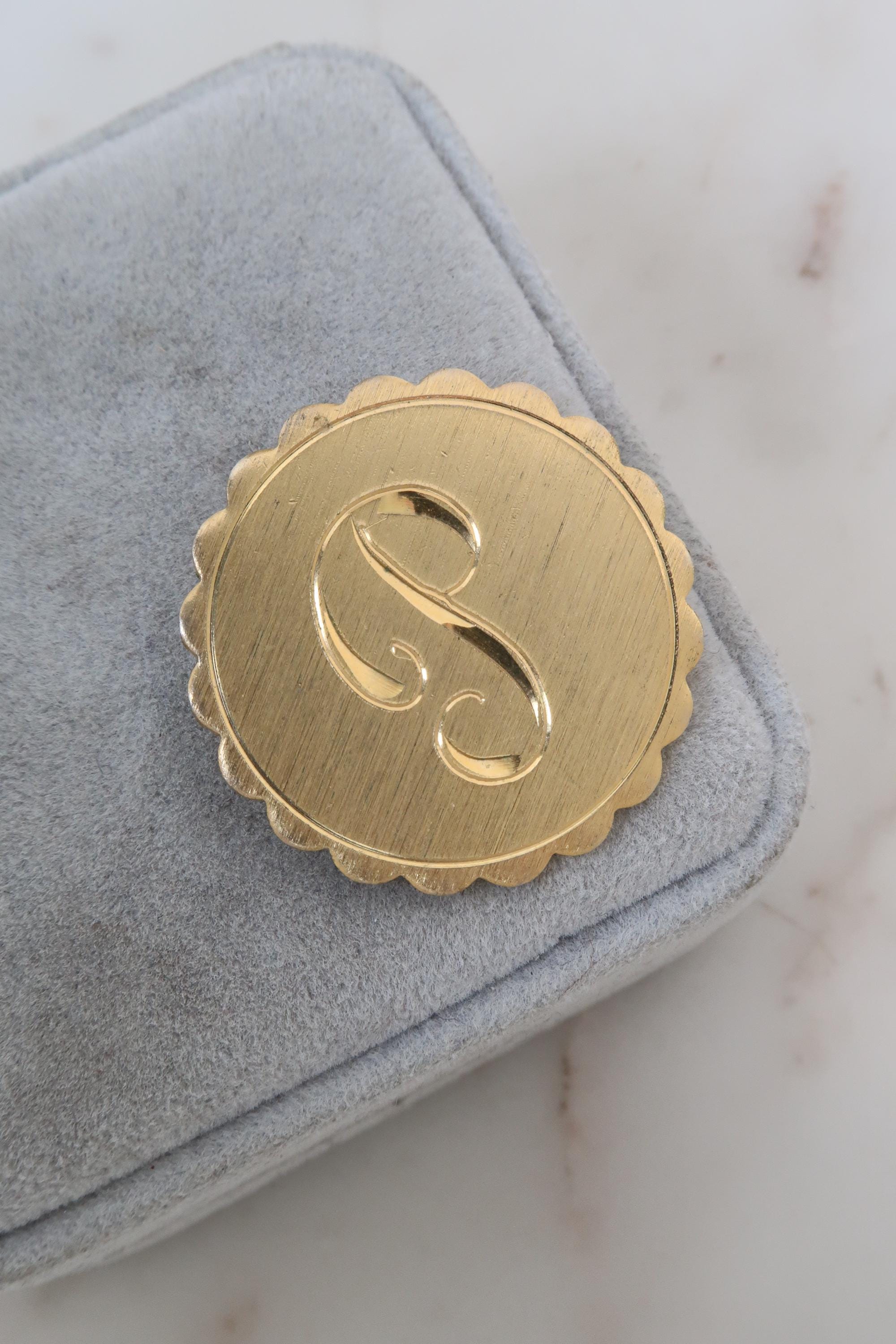 Vintage Gold Circle Initial P Brooch - Etsy