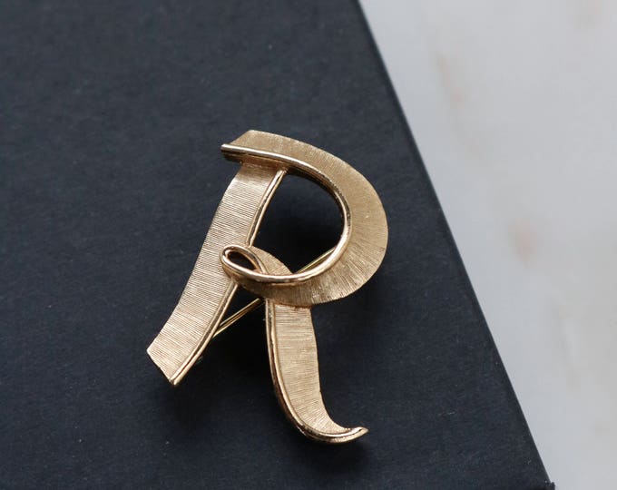 Vintage Trifari Gold R Brooch Letter R Brooch R Initial Gold Brooch - Etsy