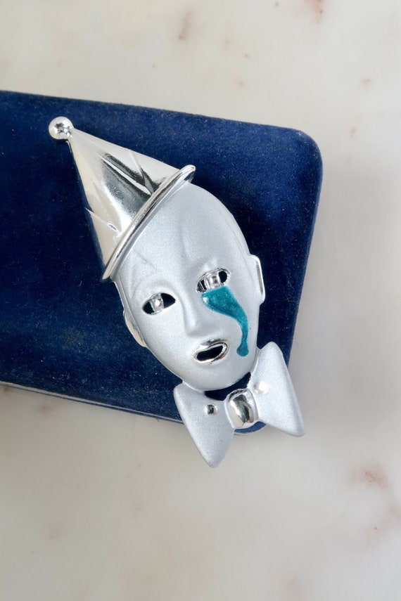 Vintage Silver Clown Brooch