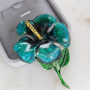 Vintage Blue Calla Lily Flower Brooch
