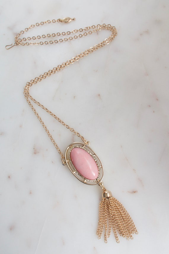 Vintage Sarah Coventry "Pink Lady" Tassel Necklace - image 2