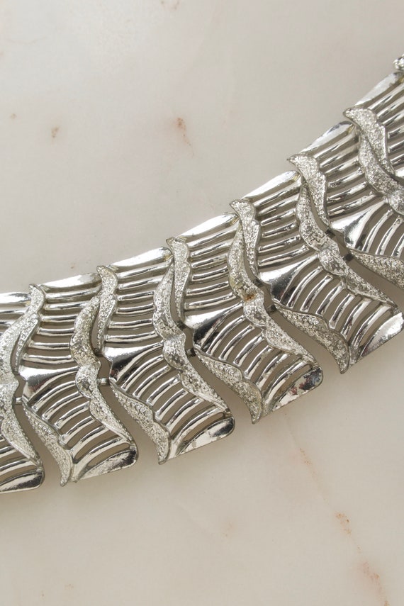 Vintage CORO Wide Silver Tone Link Bracelet - image 7