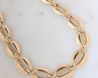 Vintage Monet Gold Link Necklace Textured Necklace Dainty Necklace Gold Link Choker Necklace Gold Chain Necklace Vintage Gift For Her