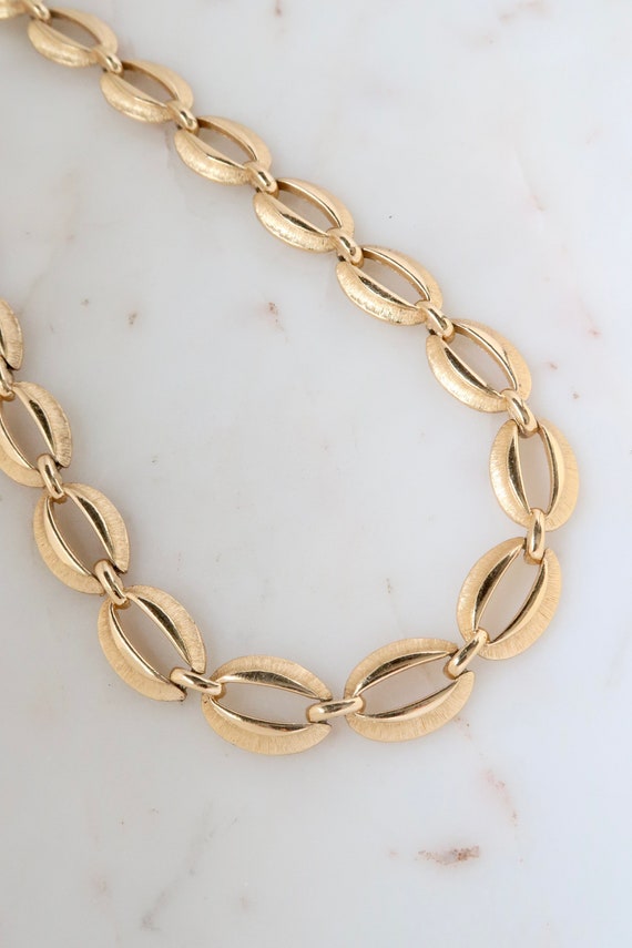 Vintage Monet Gold Link Necklace Textured Necklace