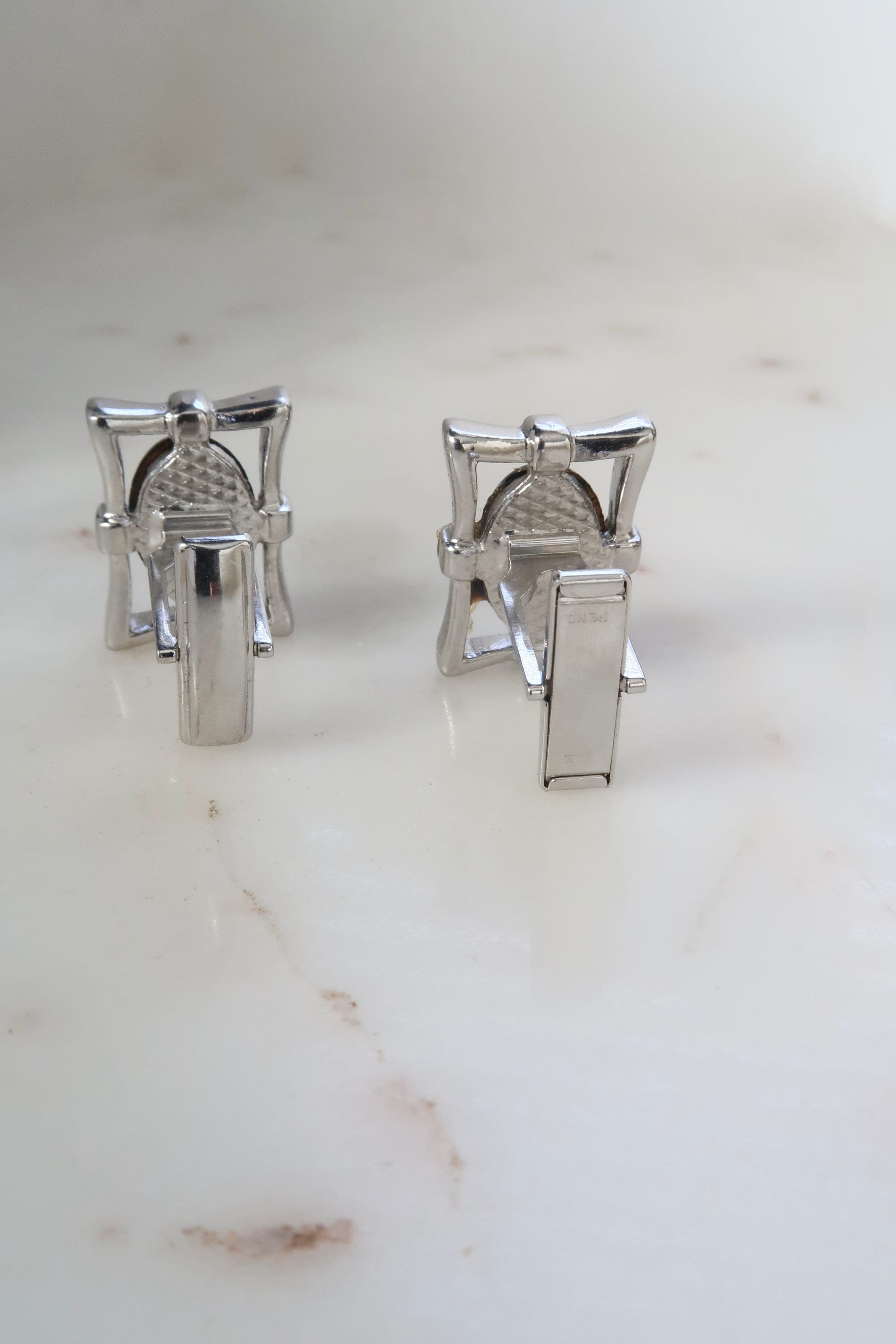 Boutons De Manchette Vintage Argent Et Bleu - Marque SARAH COVENTRY 71317 - Bon état