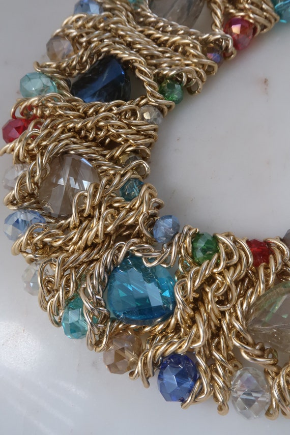 Vintage Multi Color Crystal Necklace Gold Necklac… - image 6