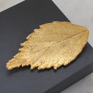 Vintage Große Goldene Blatt Brosche - Gold Strukturierte Blatt Brosche - Statement Brosche - Blatt Brosche