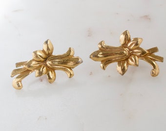 Brincos de parafuso de flor de ouro vintage