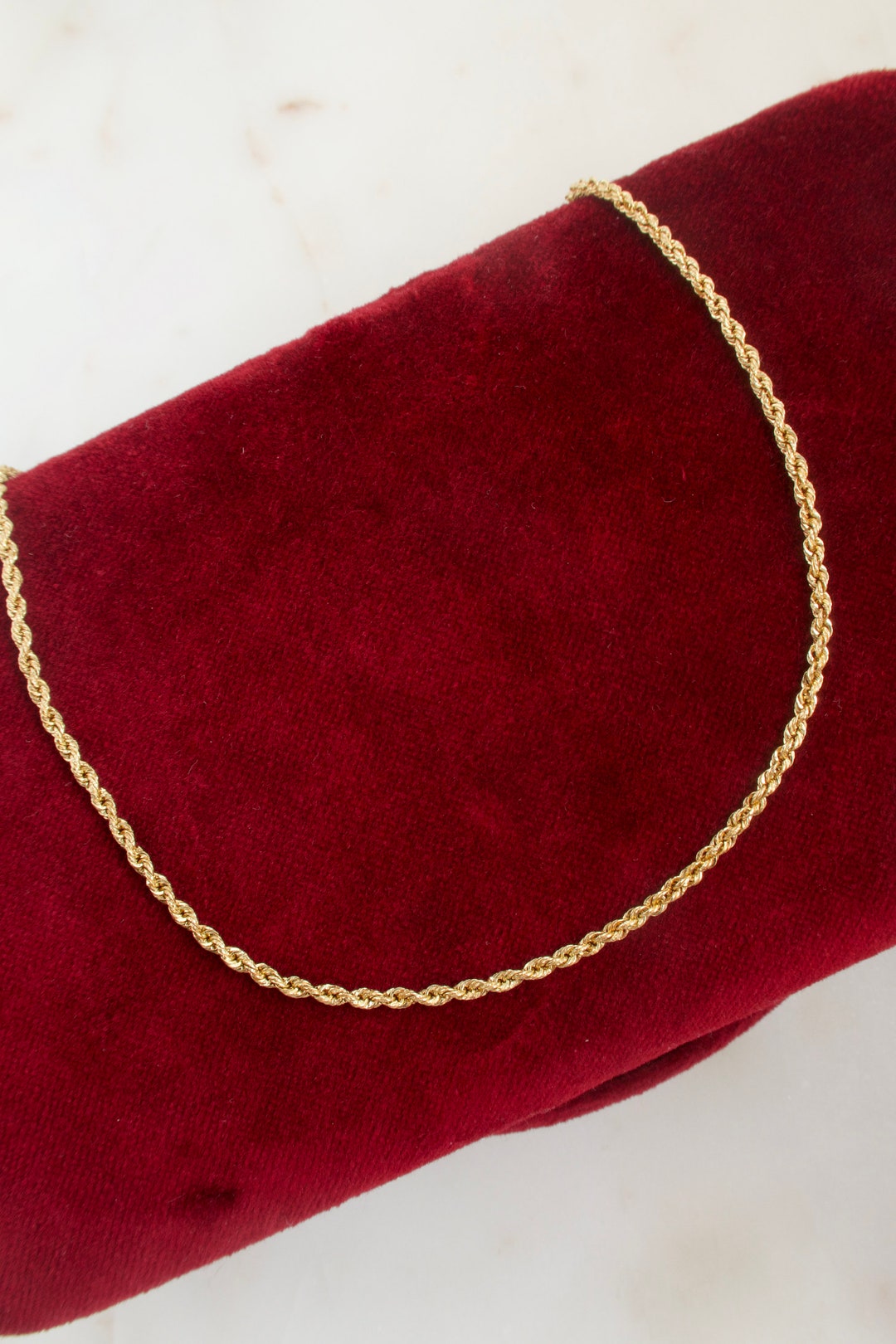18K Solid Gold Chain Necklace Etsy