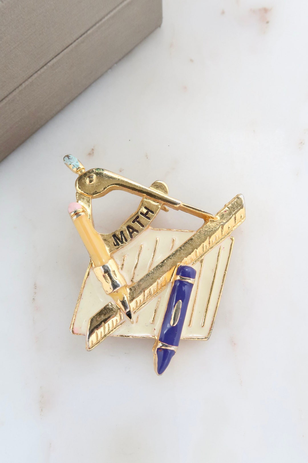 Vintage Gold Math Brooch - Etsy