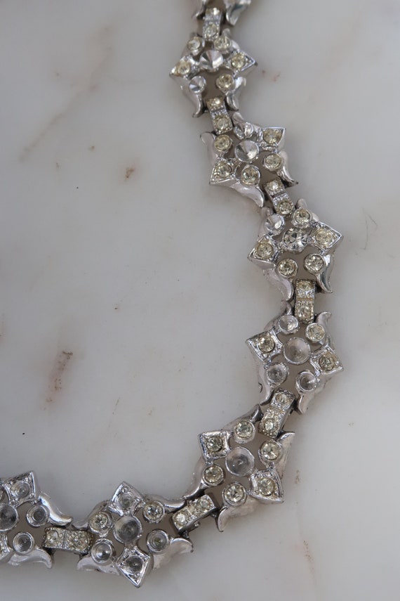 Vintage CORO Rhinestone Flower Link Bracelet For … - image 9