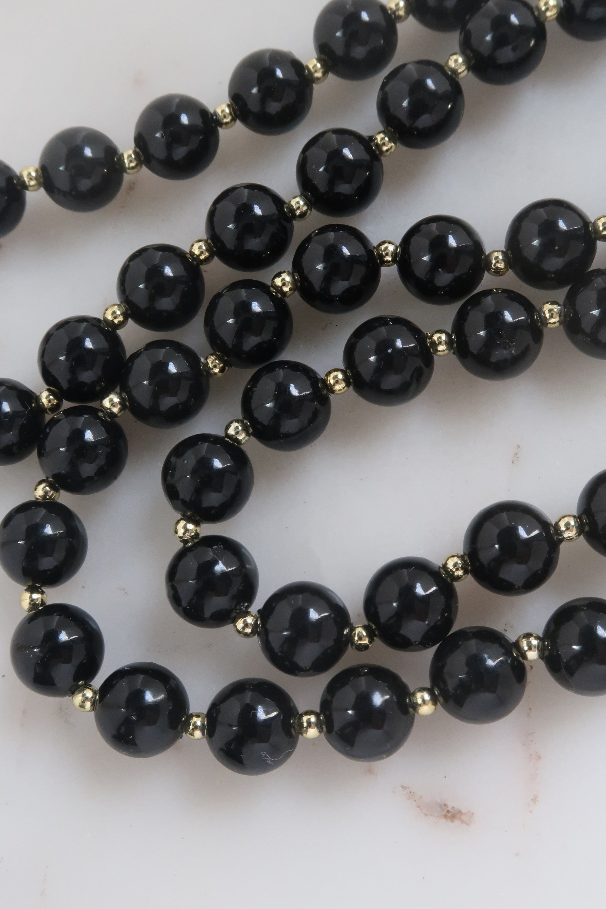 Vintage Black Beaded Necklace Statement Necklace Black Ball
