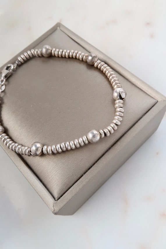 Vintage Sterling Silver Beaded Bracelet Unisex Bra