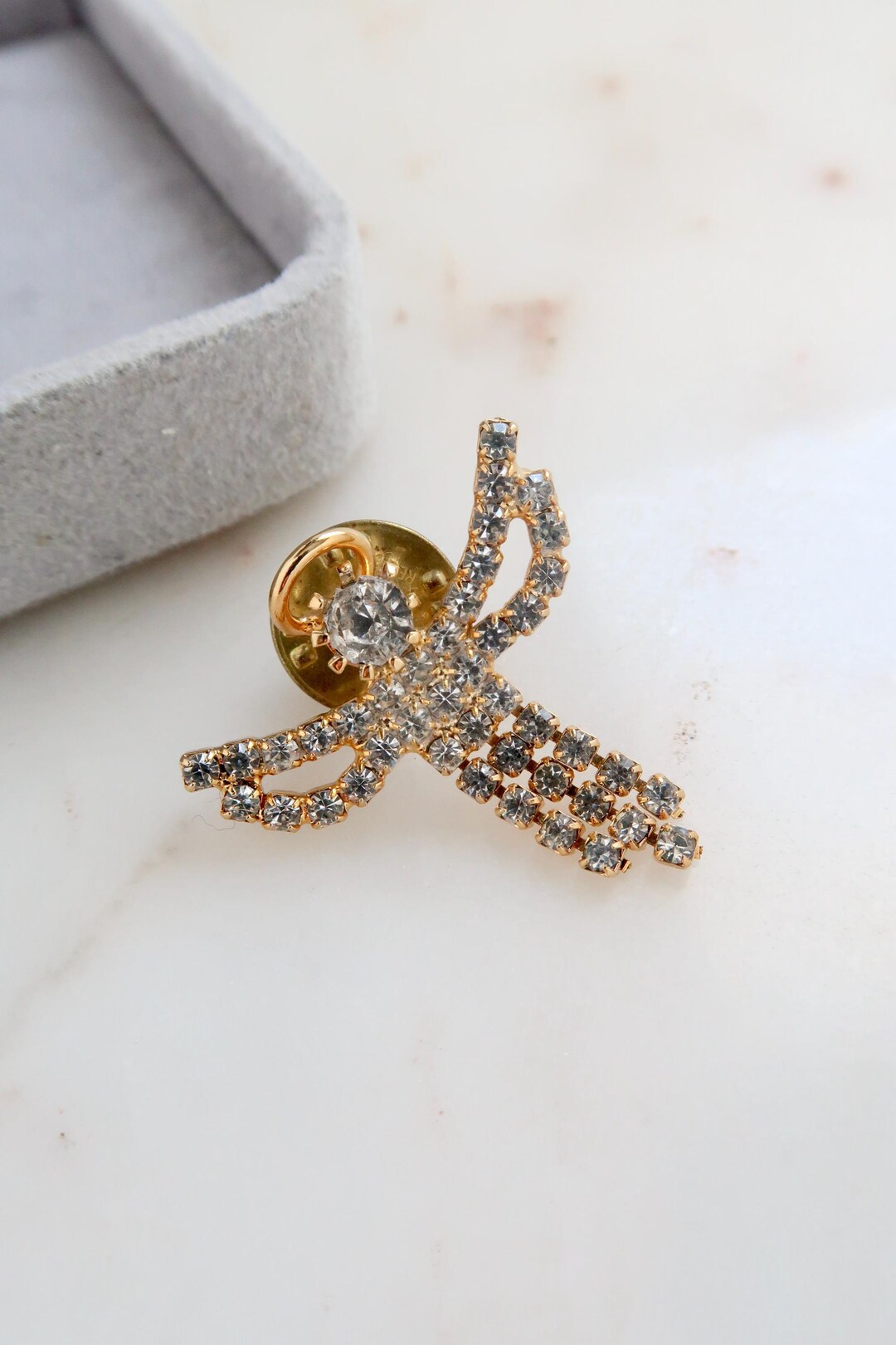 Vintage Rhinestone Angel Pin - Etsy