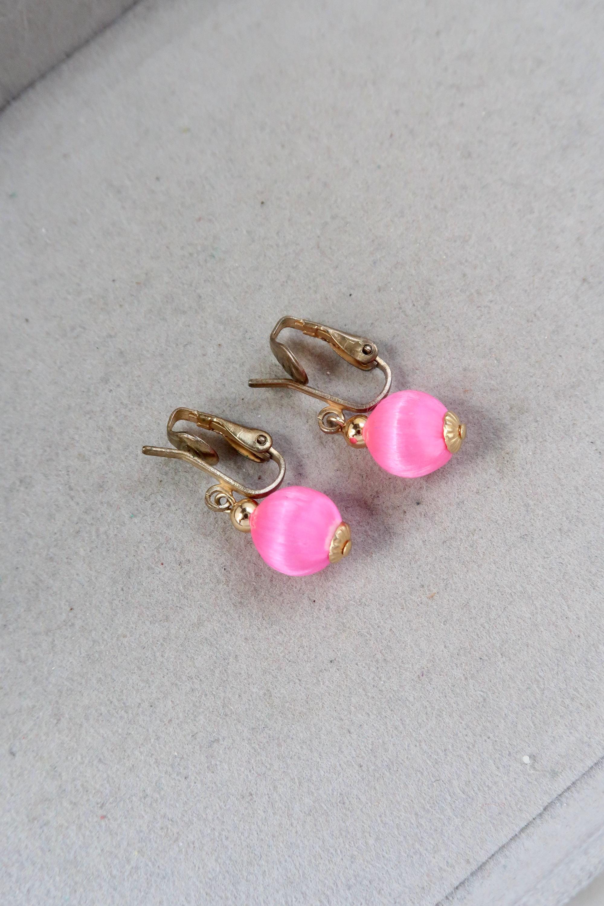 Vintage Pink Ball Earrings