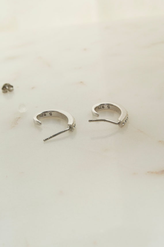 Vintage Sterling Silver Oval Hoop Earrings - image 8