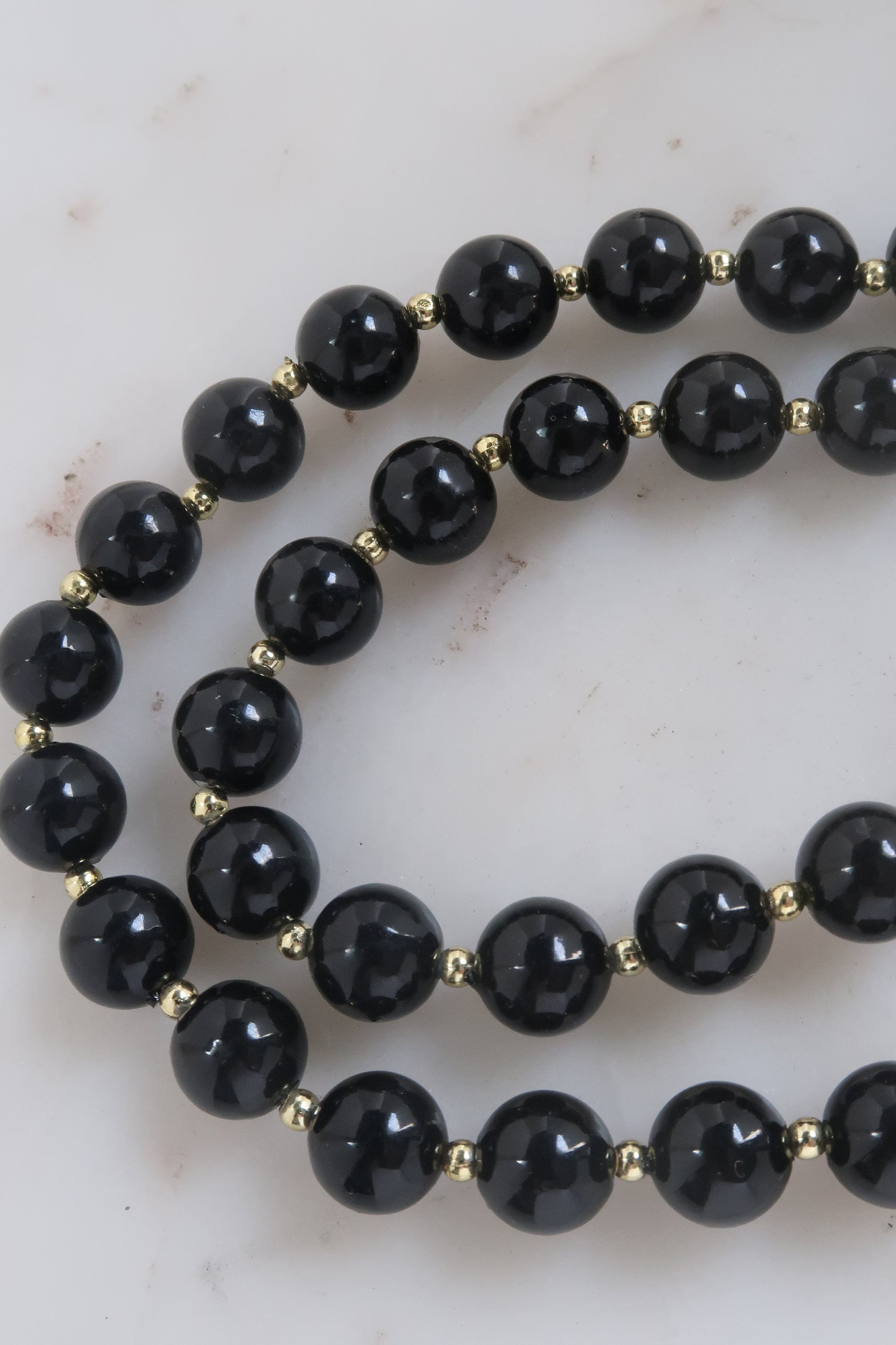Vintage Black Beaded Necklace Statement Necklace Black Ball