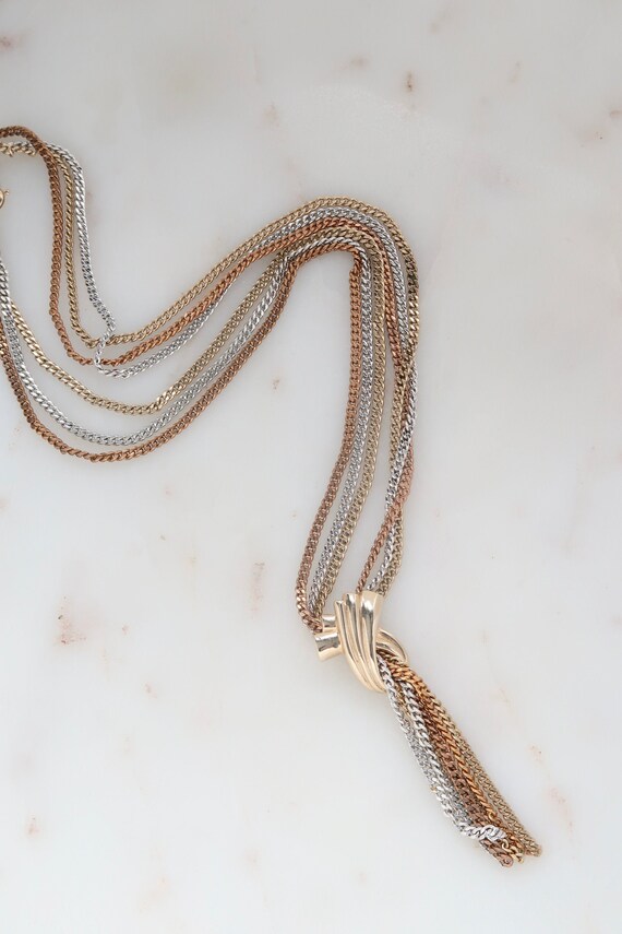 Vintage Avon Tri Color Chain Tassel Necklace