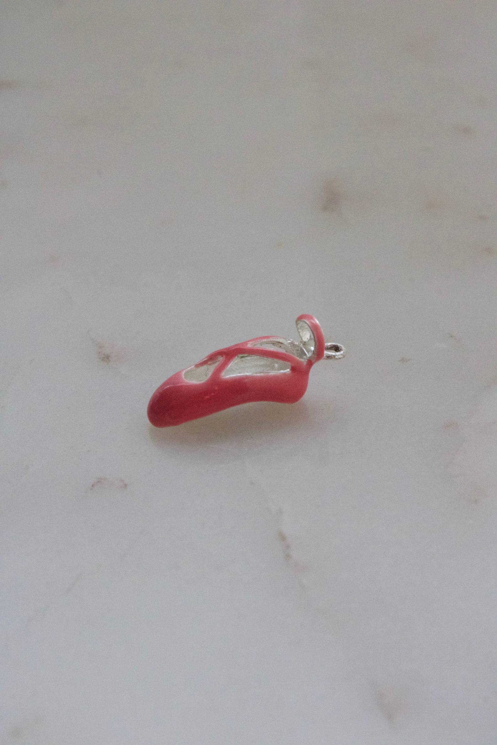 sterling pink ballet shoe charm - dancing shoe charm