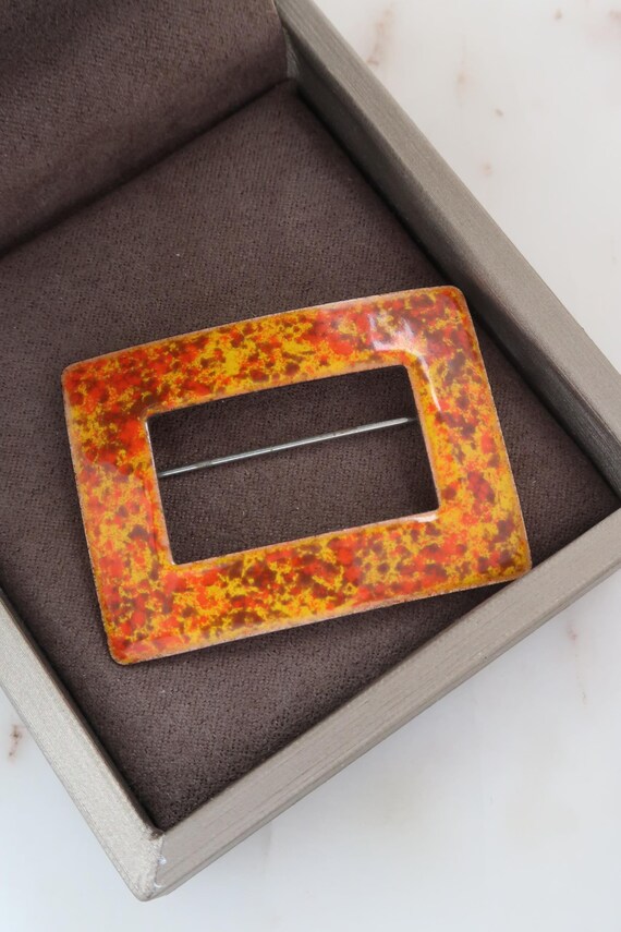 Vintage Orange Rectangle Shape Brooch - image 12