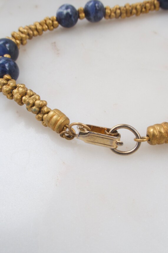 Vintage Sodalite Bead Necklace - Gold Necklace - … - image 8