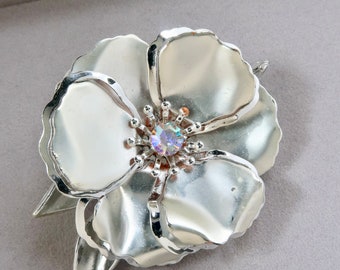 Broche de flor de plata vintage