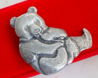 Vintage Pewter Bear Brooch