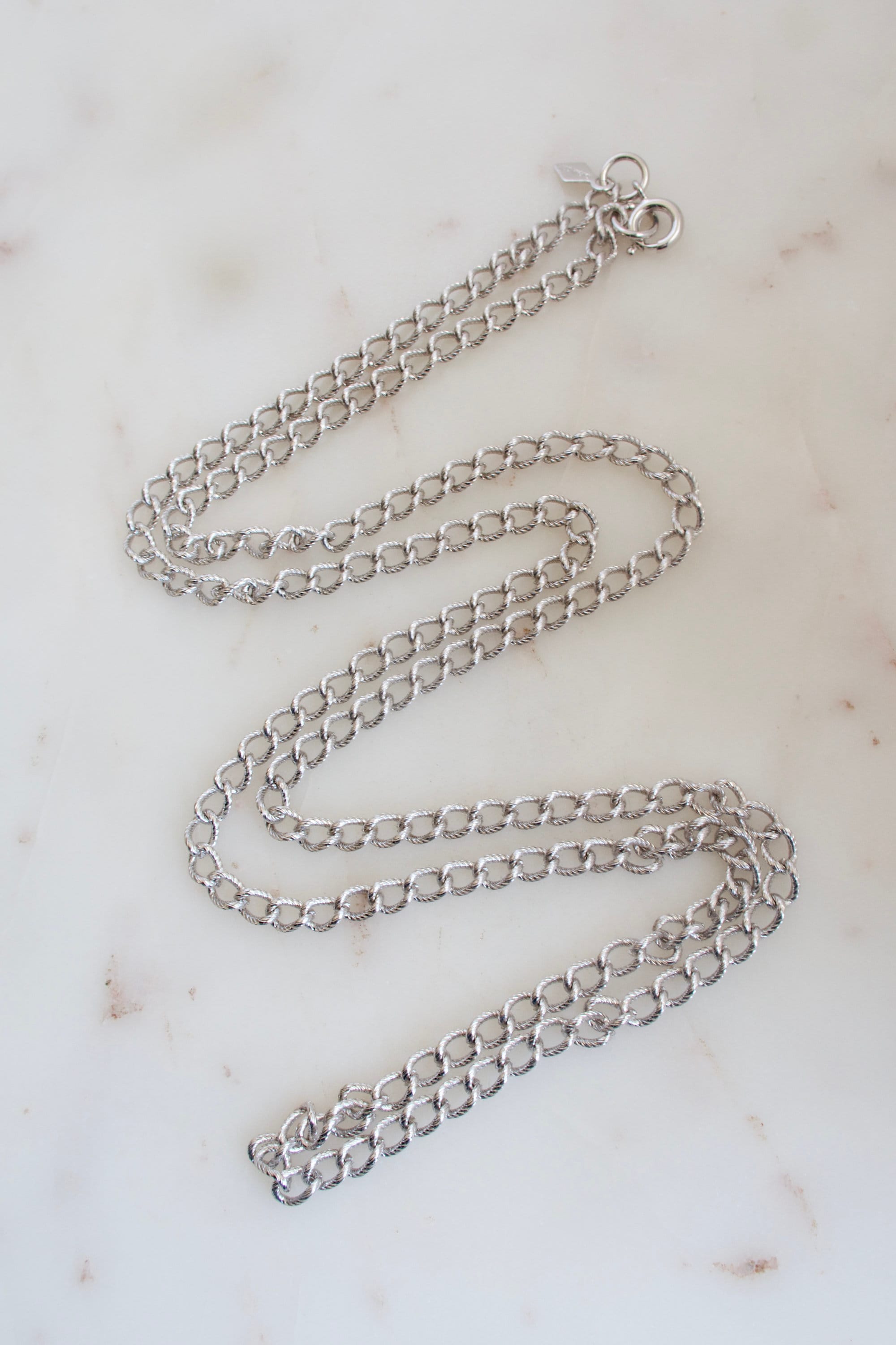 vintage silve necklace 60s ボールチェーン Vintage 60's Necklace~ White Long Beaded Bobble Chain Link