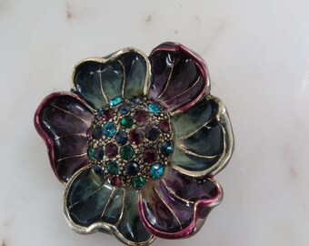 Broche Vintage En Bakélite - Motif Fleur Bleu-violet - Années 30-50 - Très Bon état