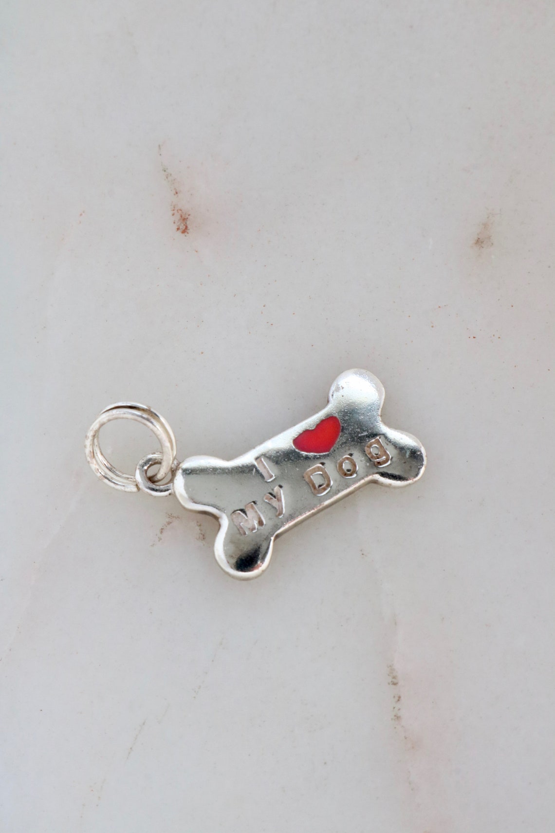 Sterling Silver I Love My Dog Charm Pendant Dog Bone Charm Etsy