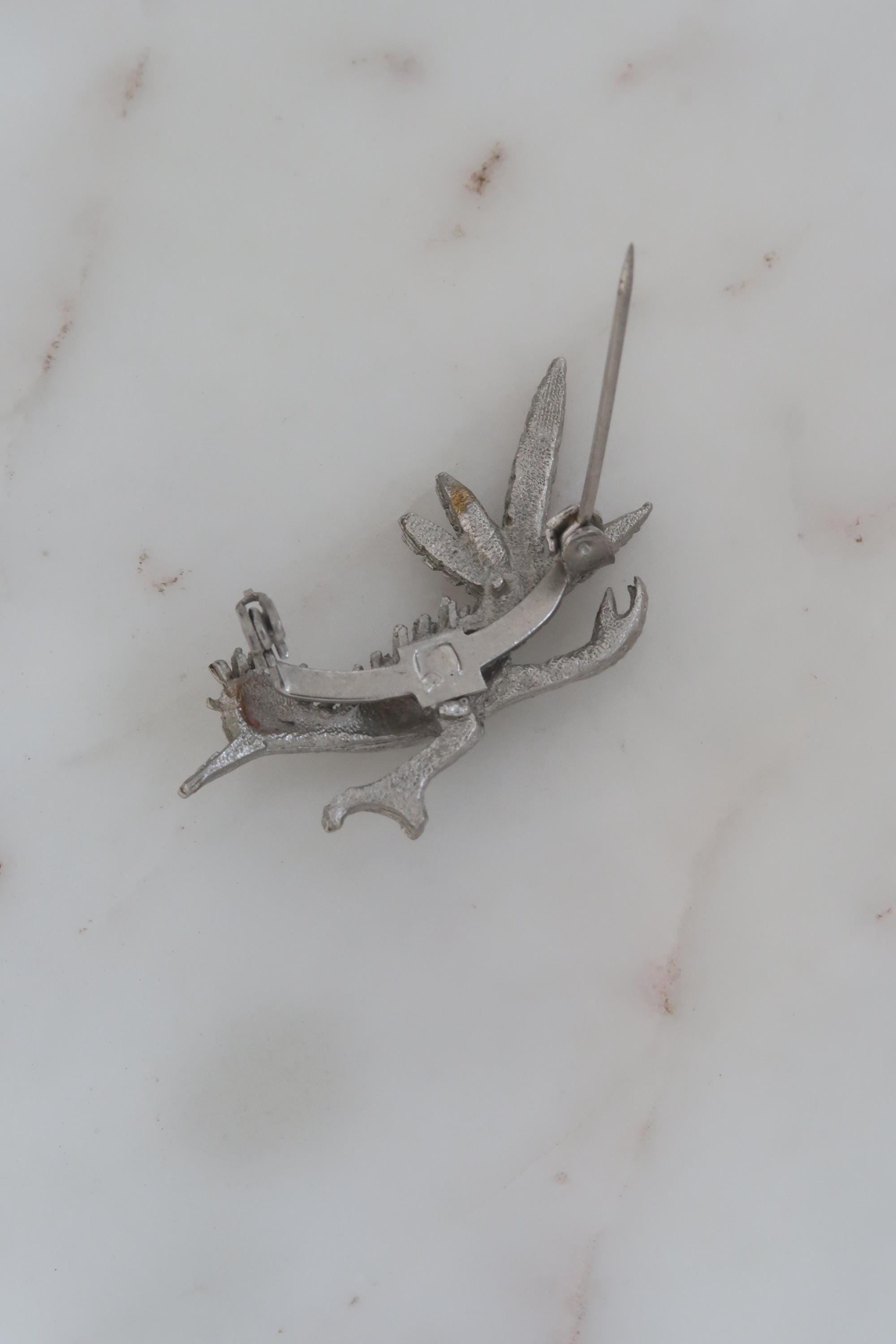ヴィンテージ メキシコ製 シルバー925 ブローチ 鳥 ロードランナー