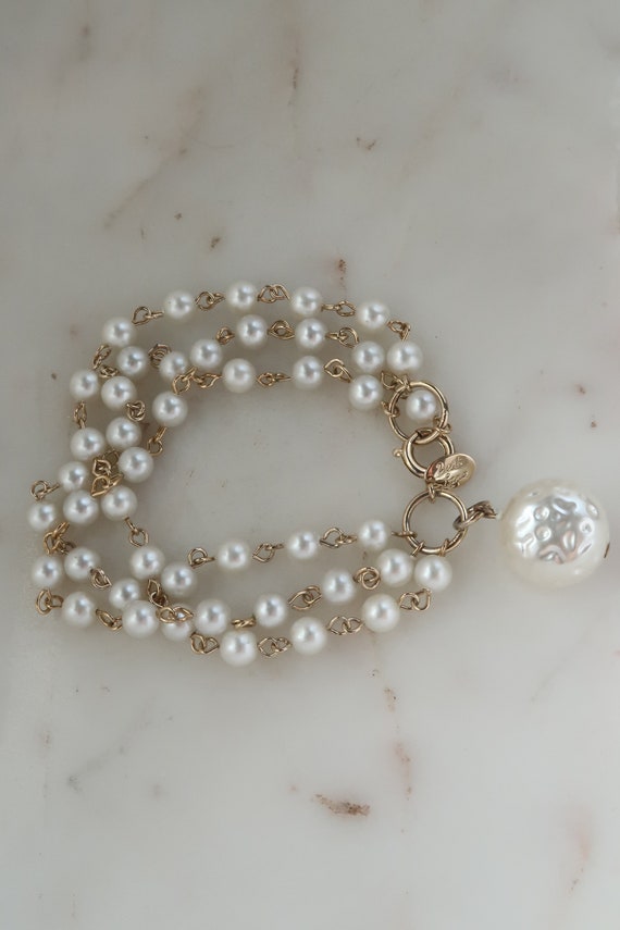 Vintage Park Lane Pearl Multi Strand Bracelet Pea… - image 2