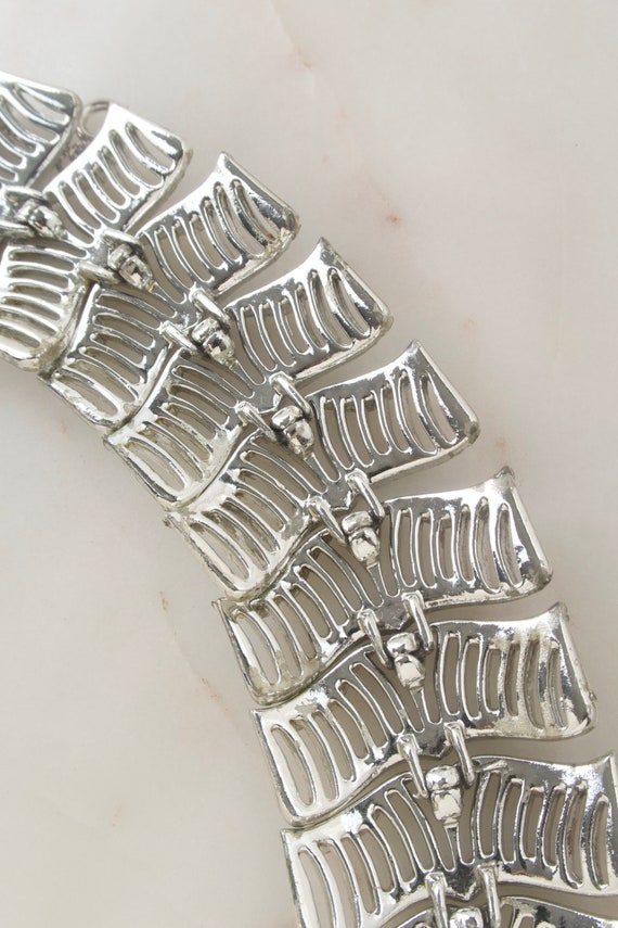 Vintage CORO Wide Silver Tone Link Bracelet - image 5