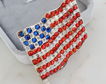 Broche de pedrería de bandera americana vintage - Pin de bandera de EE. UU.