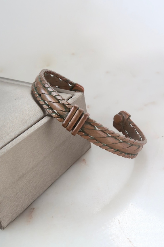 Vintage Copper Rope Cuff Bracelet Unisex Copper Cu