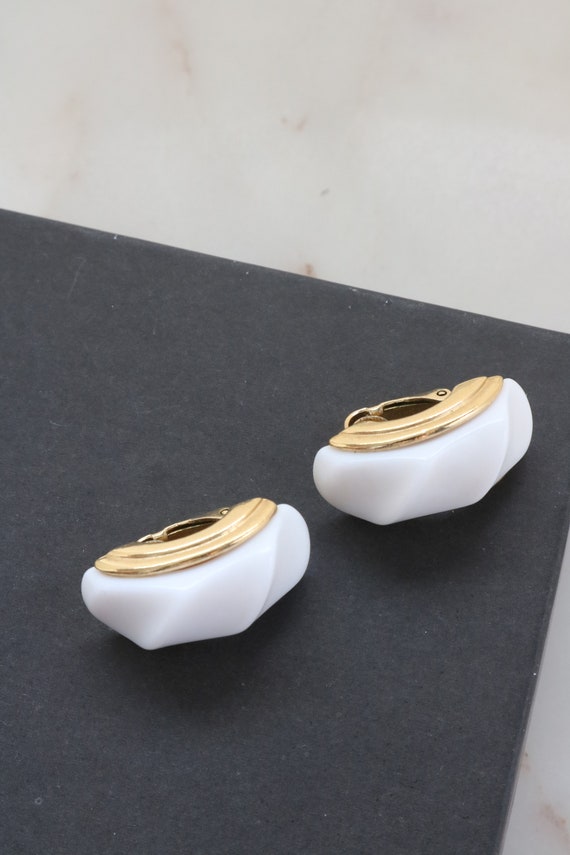 Vintage White Half Hoop Earrings