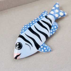Vintage RUBY Z Large Ceramic Fish Brooch