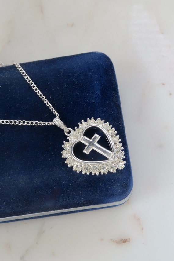 Vintage Cross Heart Pendant Necklace Cross Necklac