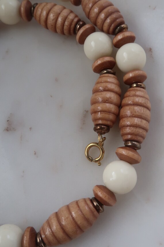 Vintage Wooden Bead Necklace - image 4