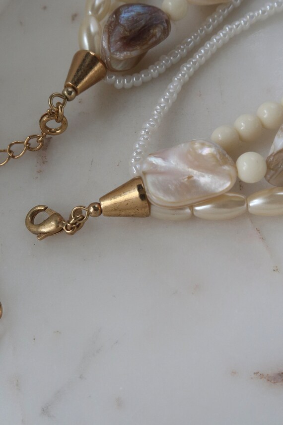 Vintage AVON SJ Mother OF Pearl Strand Necklace P… - image 3