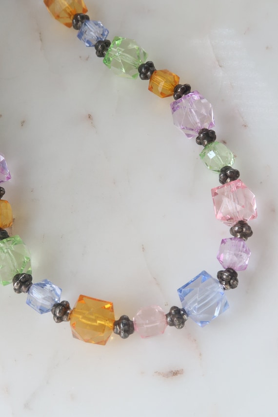 Vintage Multi Colored Beaded Necklace Glass Bead … - image 9
