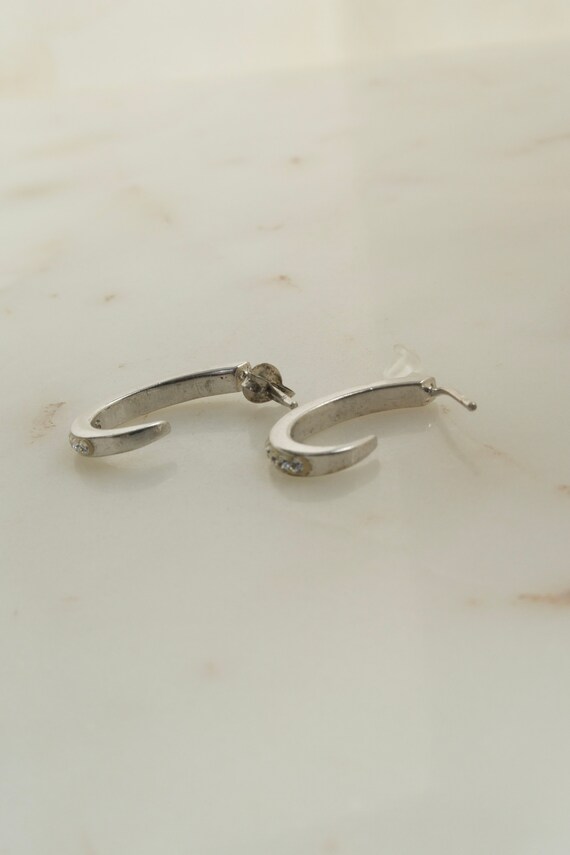 Vintage Sterling Silver Oval Hoop Earrings - image 6