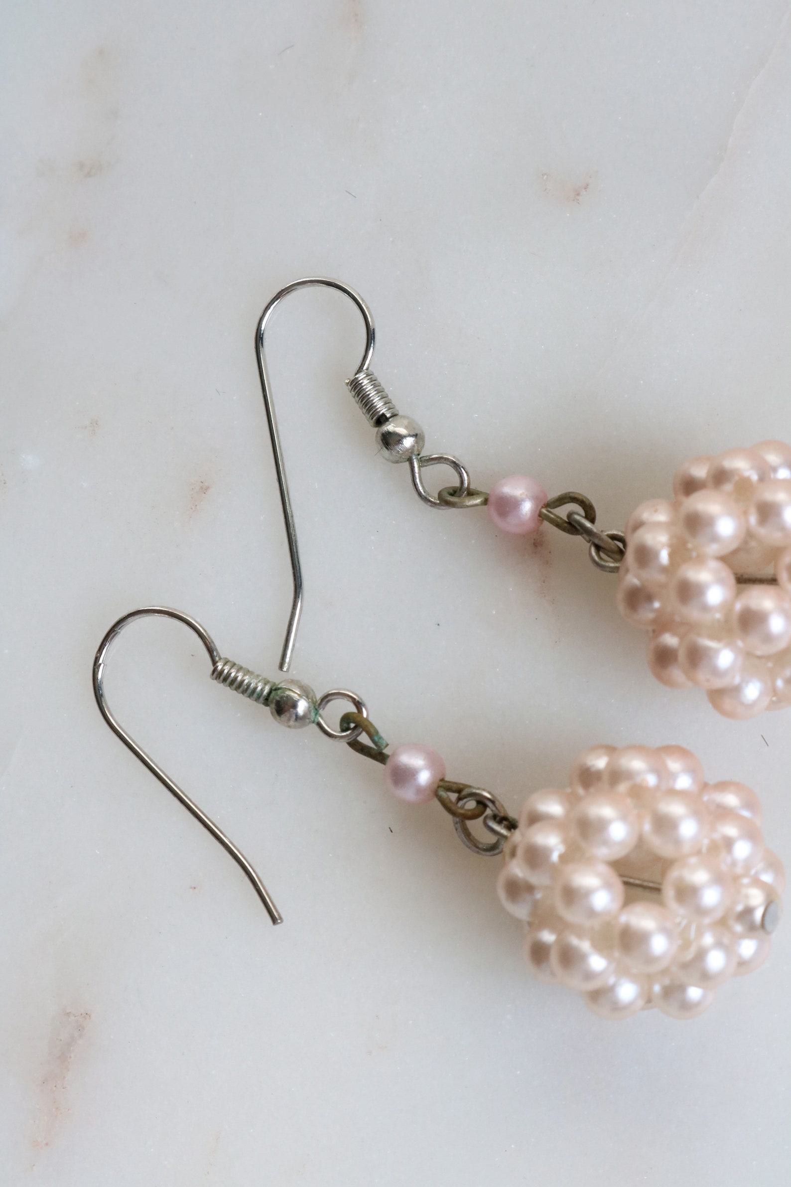 Pearl Beaded Ball Dangle Earrings Etsy