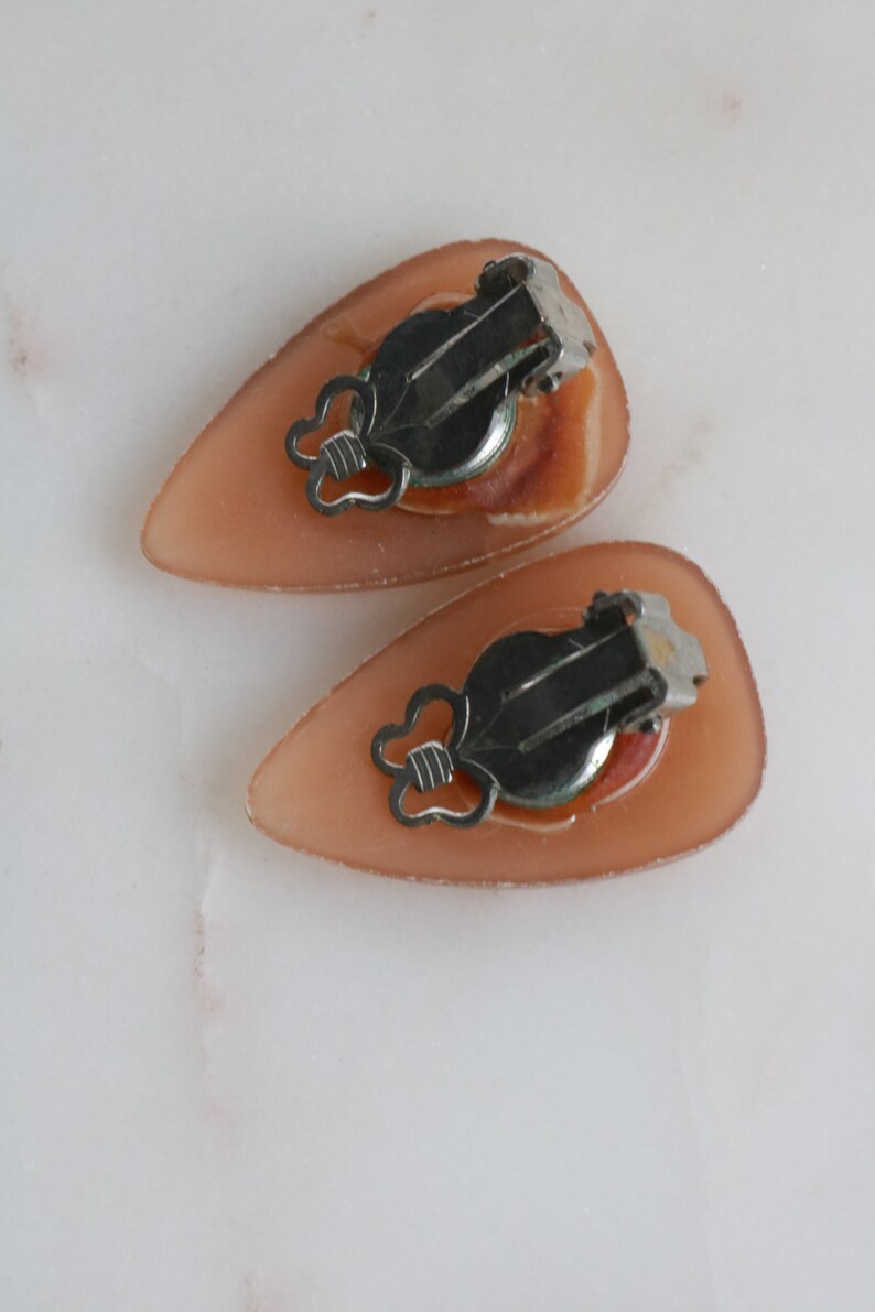 Vintage Brown Triangle Clip On Earrings