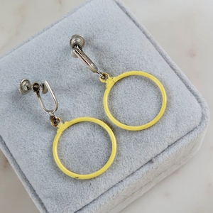 Vintage Yellow Hoop Dangle Earrings
