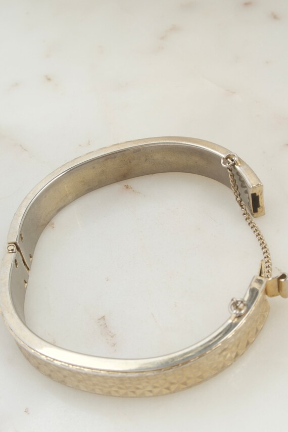 Buy Vintage 1960s Gold Geometric Hinged Bangle Bracelet Gift for 
