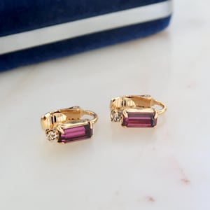 Vintage Lila Kristall Gold Ohrclips